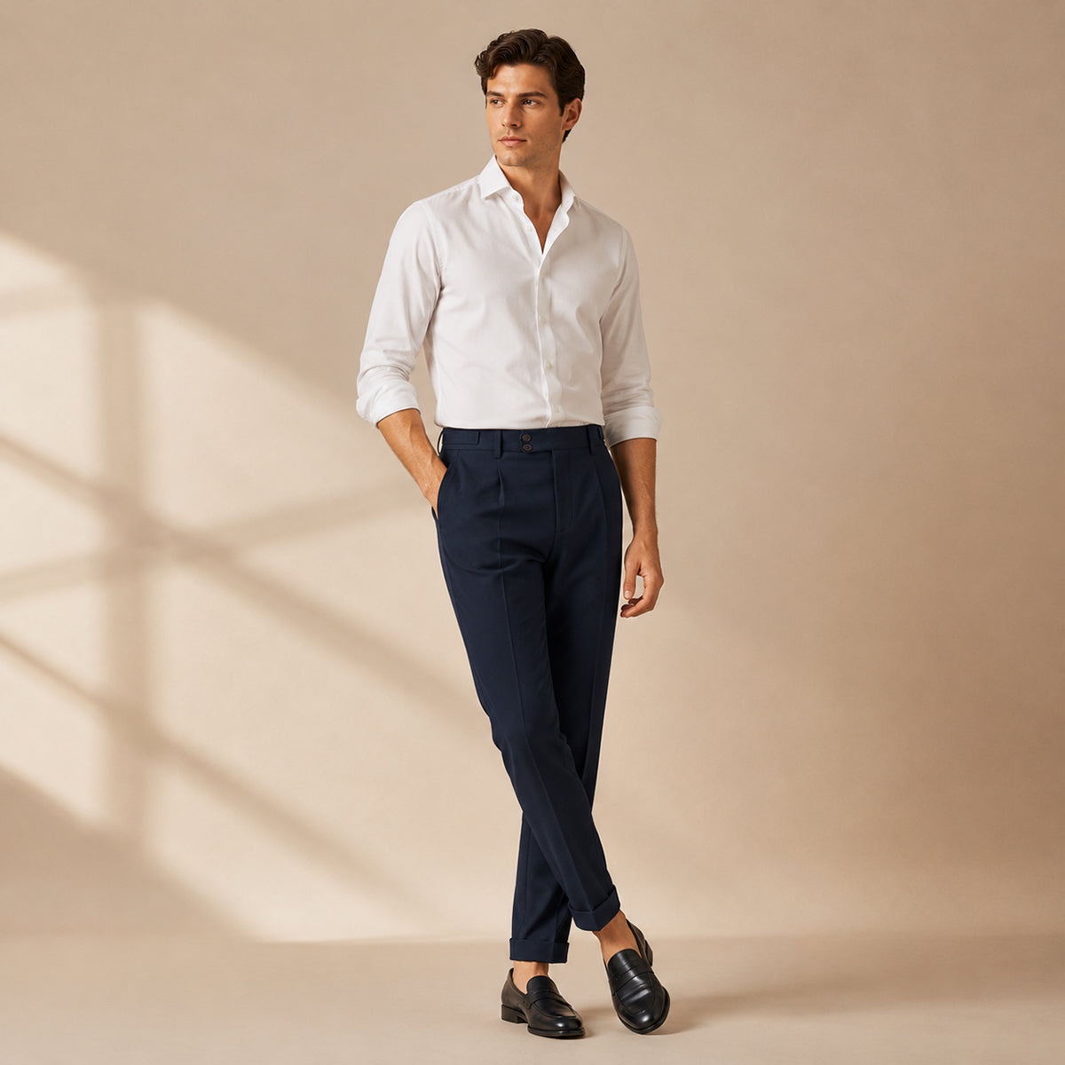 The Dromana Men’s Tailored Smart Slim Fit Pleated Dress Trousers