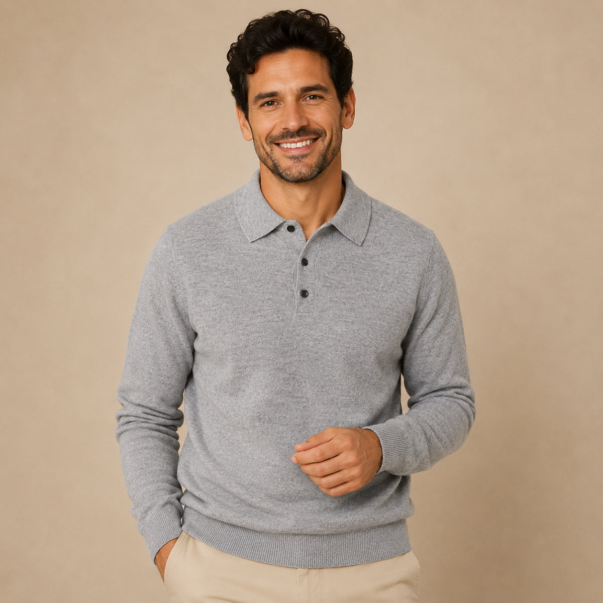 Men’s Merino Wool Knit Smart Trendy Polo Jumper
