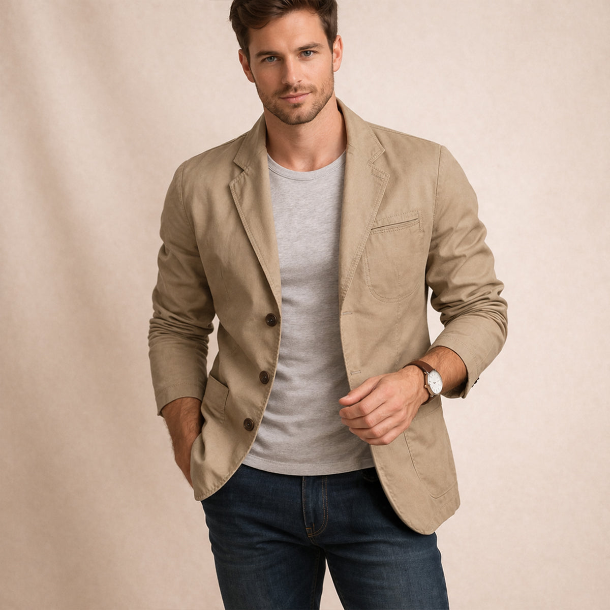 The Prestbury Men's Casual Lightweight Cotton Blazer