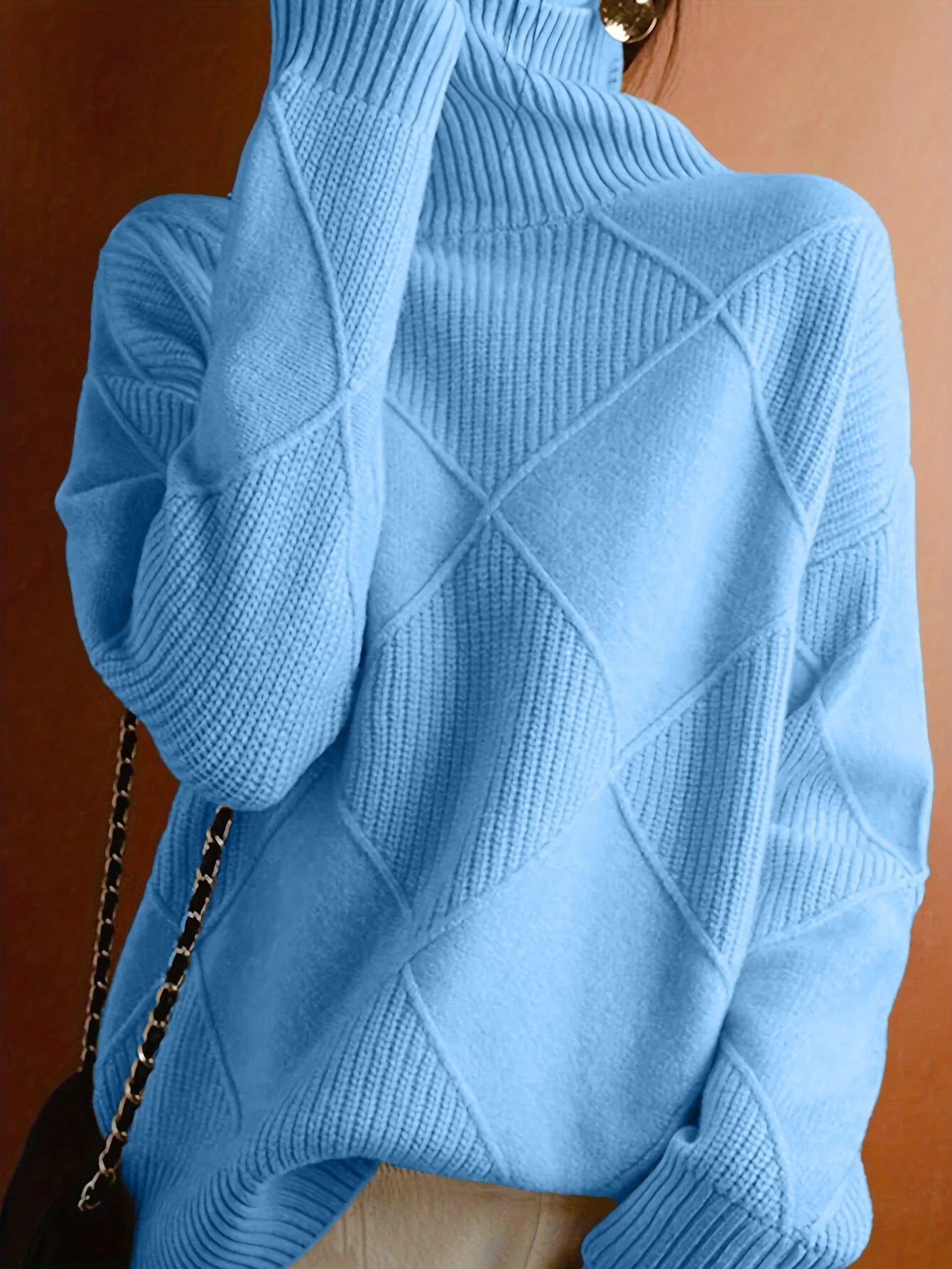 Women's Cable Knit Jumper – High Neck Knitted Jumper