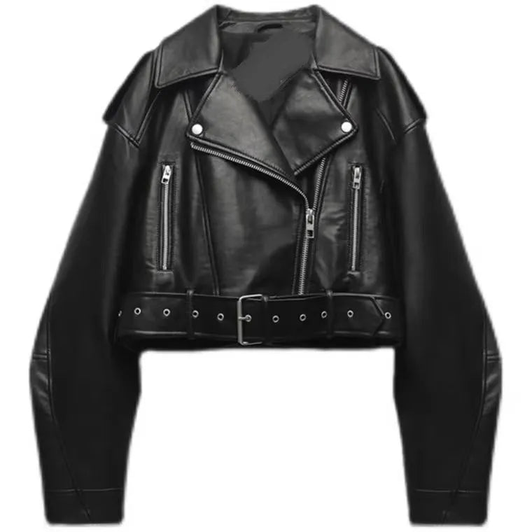 Women's Cropped Jacket – Black Vintage Biker Style