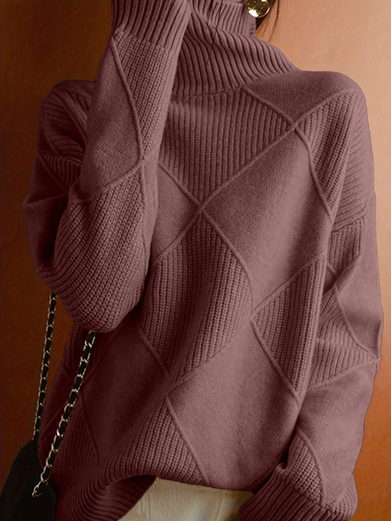 Women's Cable Knit Jumper – High Neck Knitted Jumper