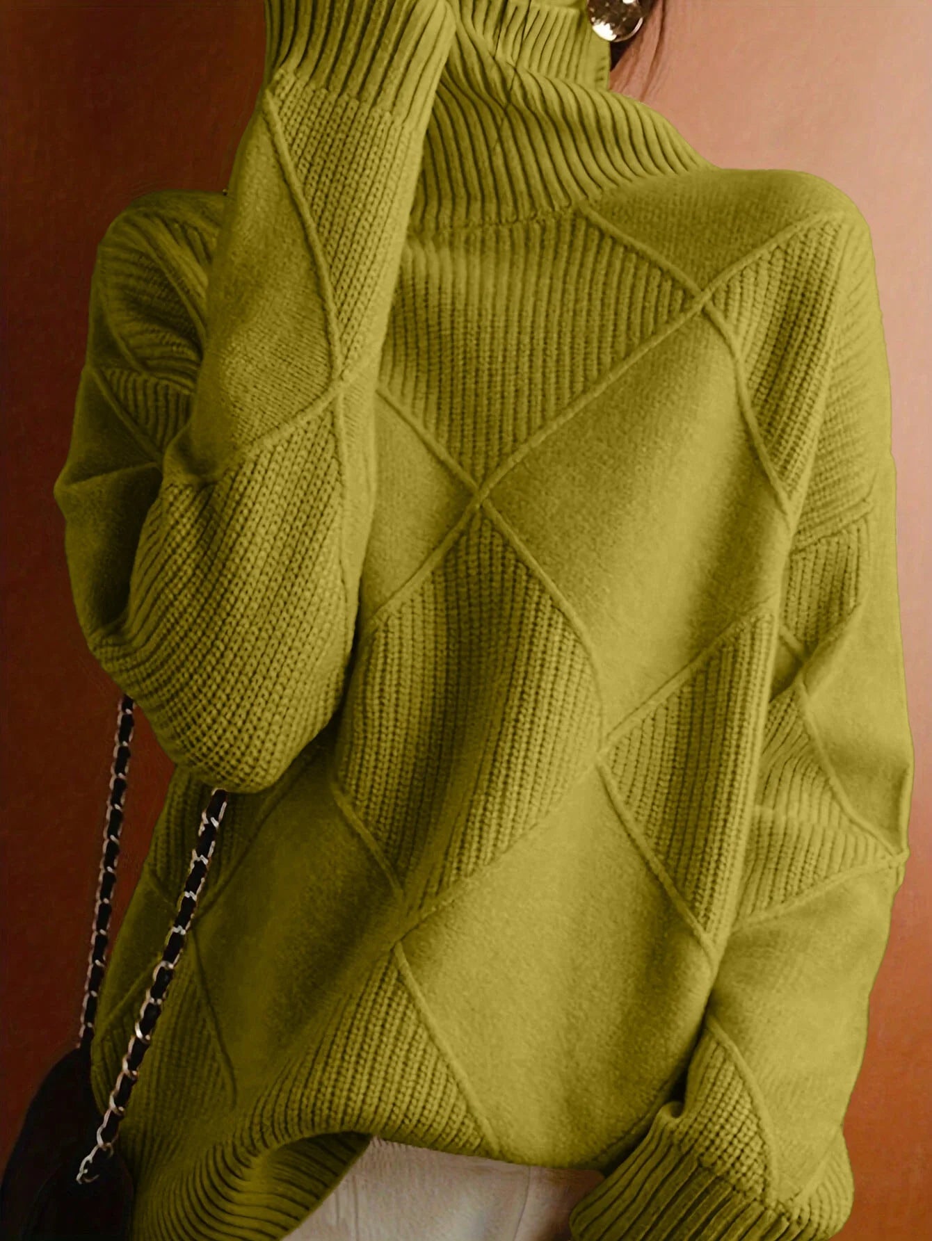 Women's Cosy Cable Knit Jumper – High Neck Knitted Jumper