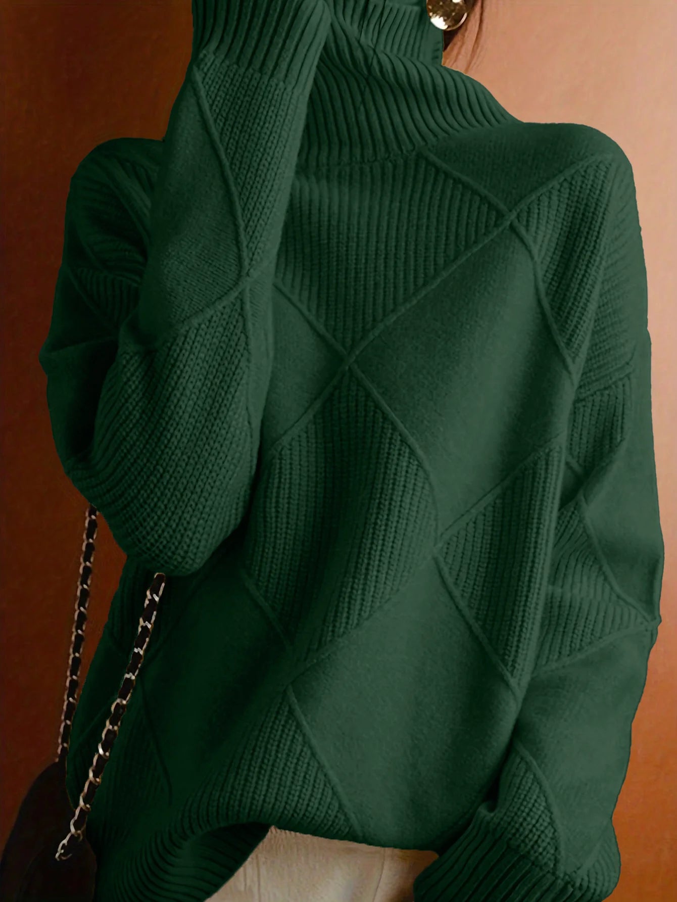 Women's Ribbed High Neck Jumper – Casual Knitted Jumper