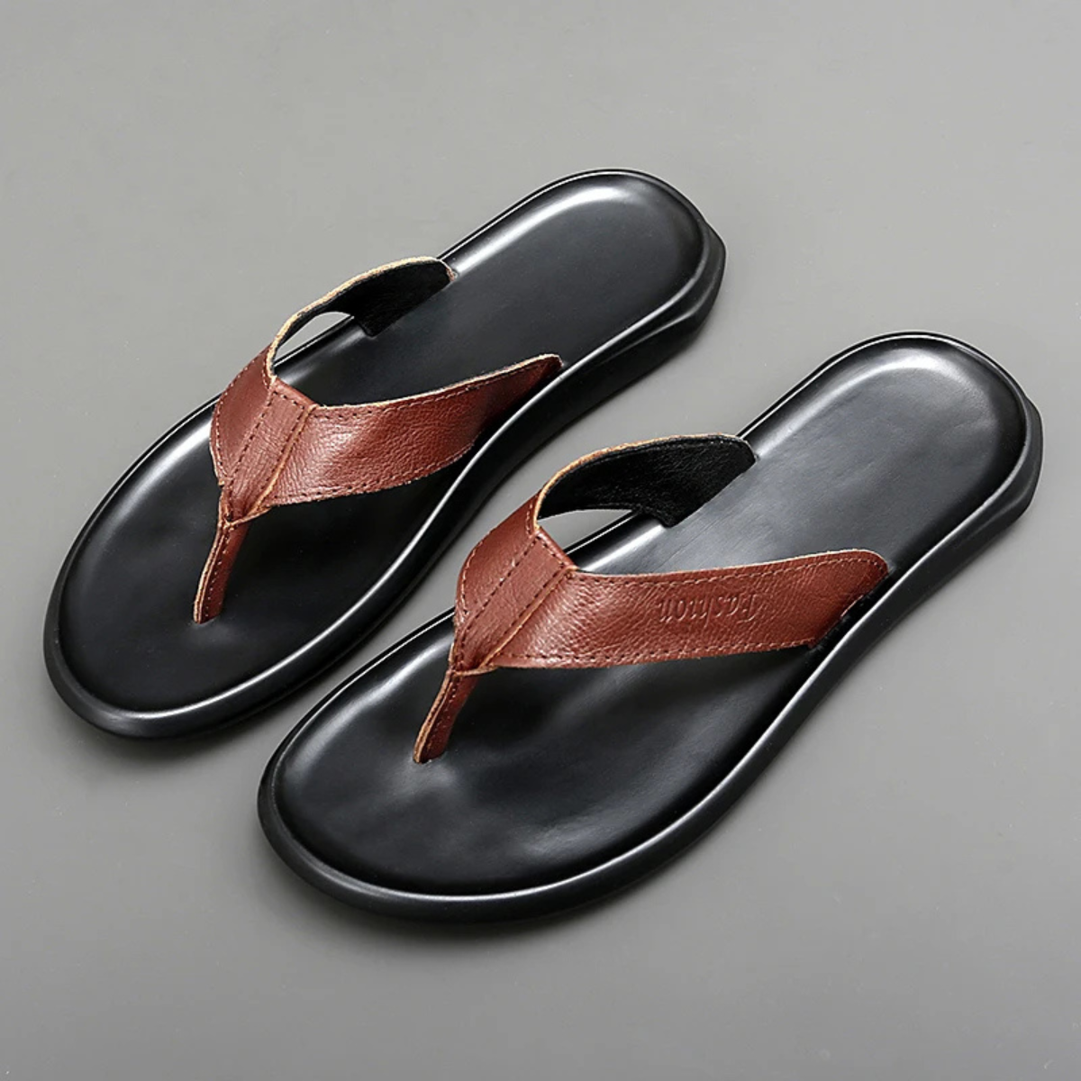 The Brunate Men’s Leather Thongs Summer Flip Flops