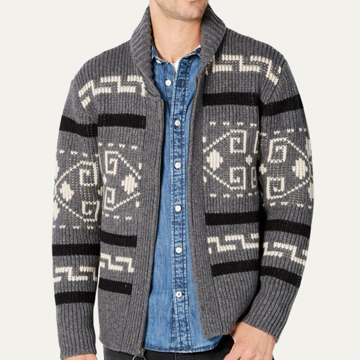 The Serravalle Men’s Button-Up Knit Cashmere Shawl Collar Cardigan