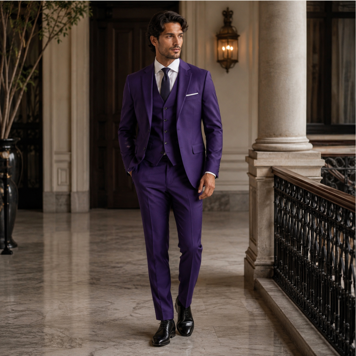 The Ancona Men’s 3 Piece Suit – Elegant Formal Wedding & Business Suit Set