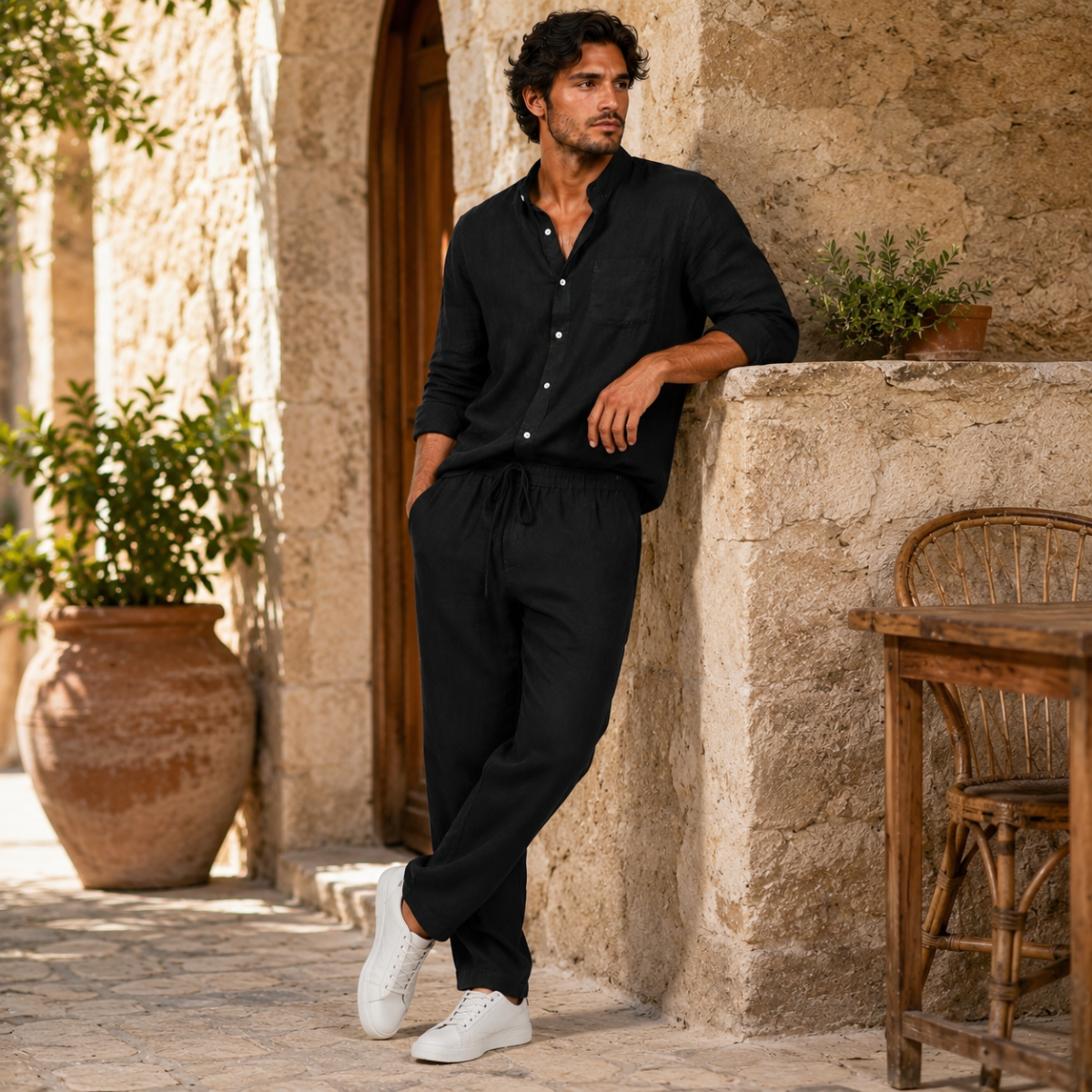 The Asolo Men’s Casual Shirt and Trousers Outfit – Summer Linen Set