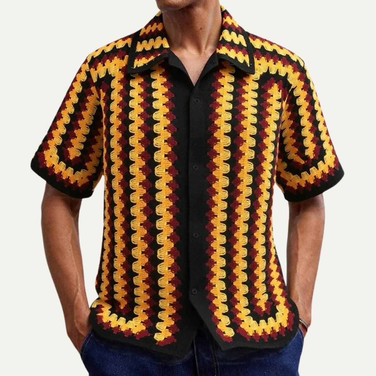 The Foligno Men’s Relaxed Fit Crochet Shirt