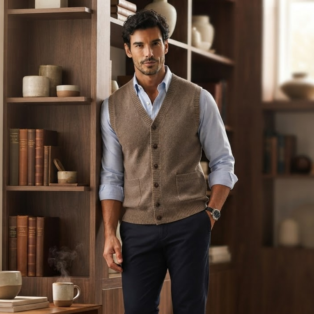 Men’s Smart Casual Button Front Knit Vest