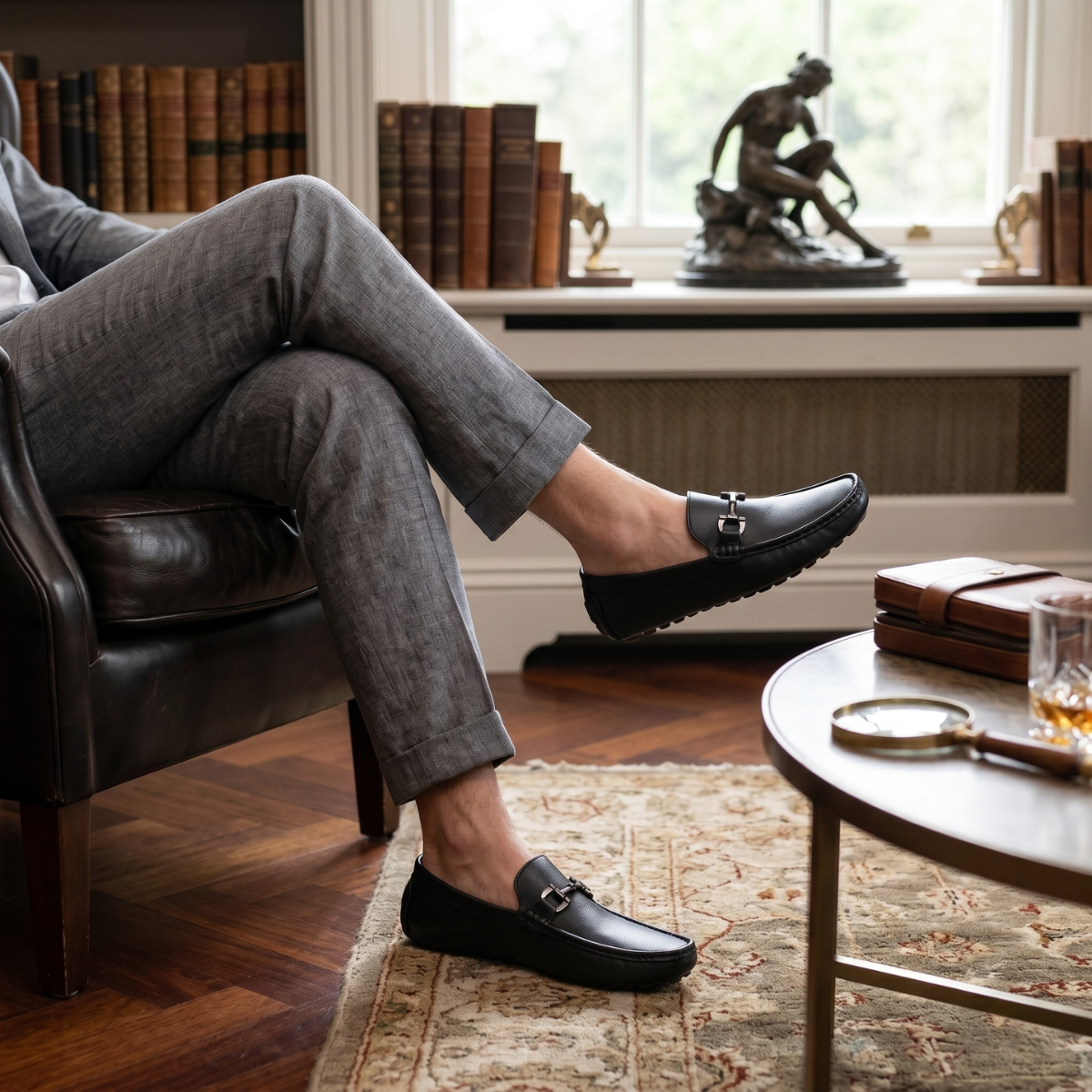 The Dover Men’s Leather Dress Loafers with Horsebit Detail