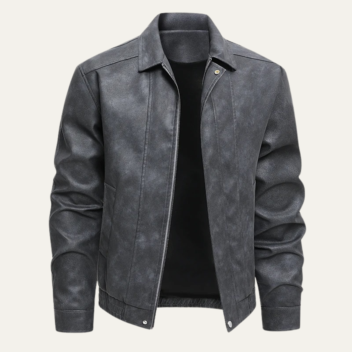 Men’s Zip Up Casual Biker Leather Jacket