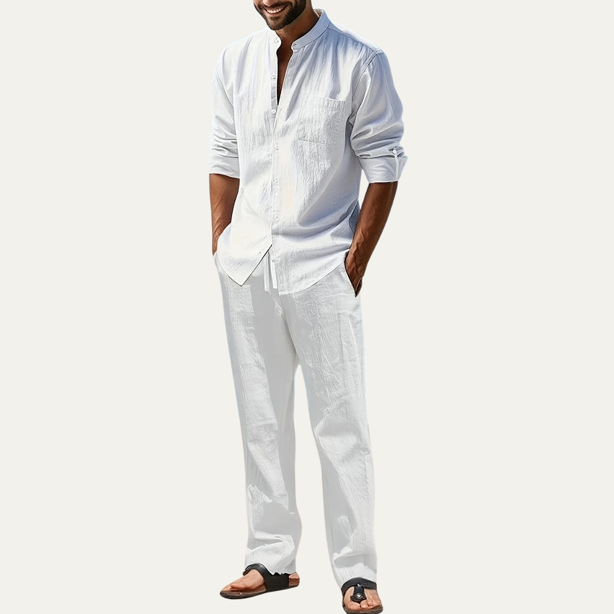 The Asolo Men’s Casual Shirt and Trousers Outfit – Summer Linen Set
