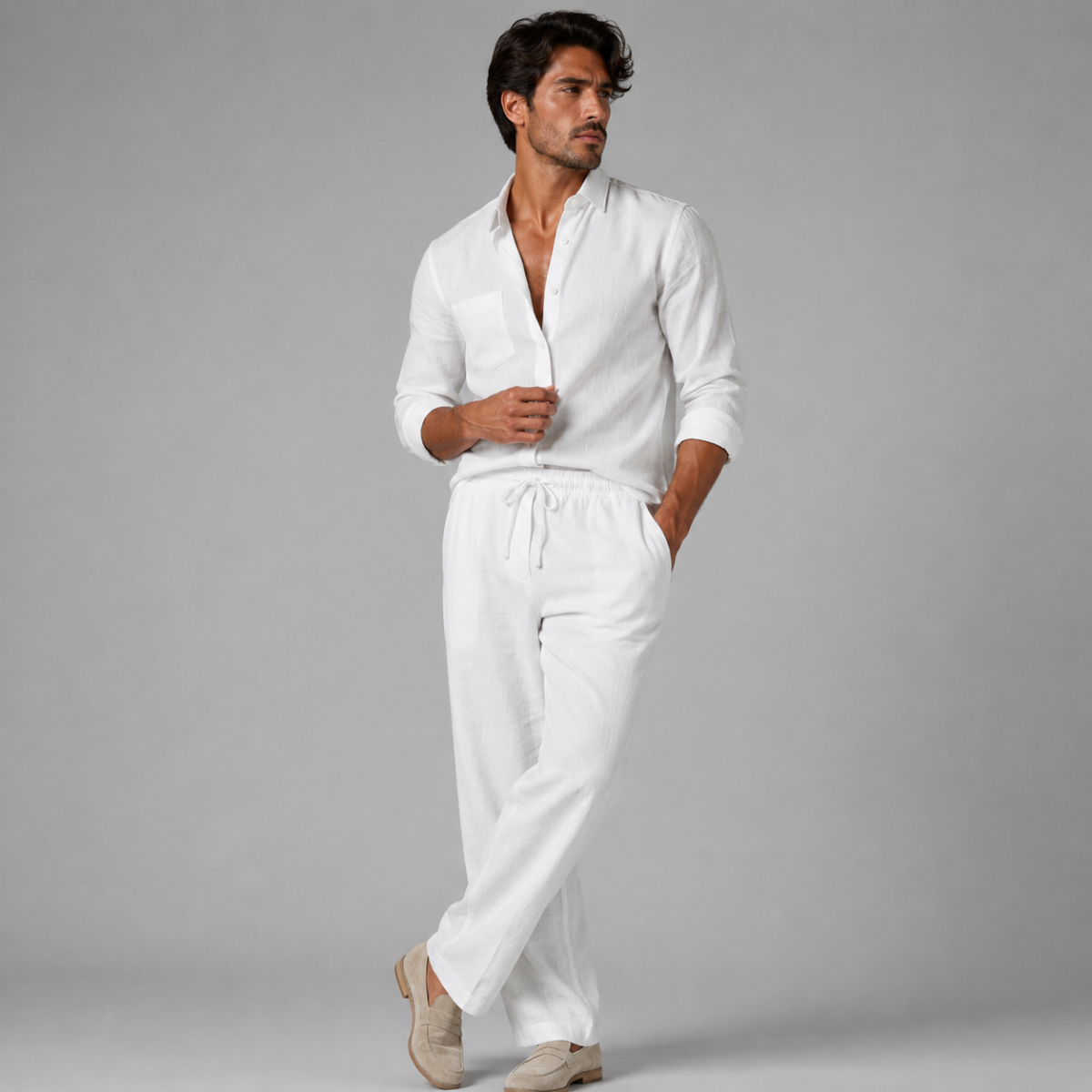 The Riccione Men's Breathable Linen Drawstring Trousers