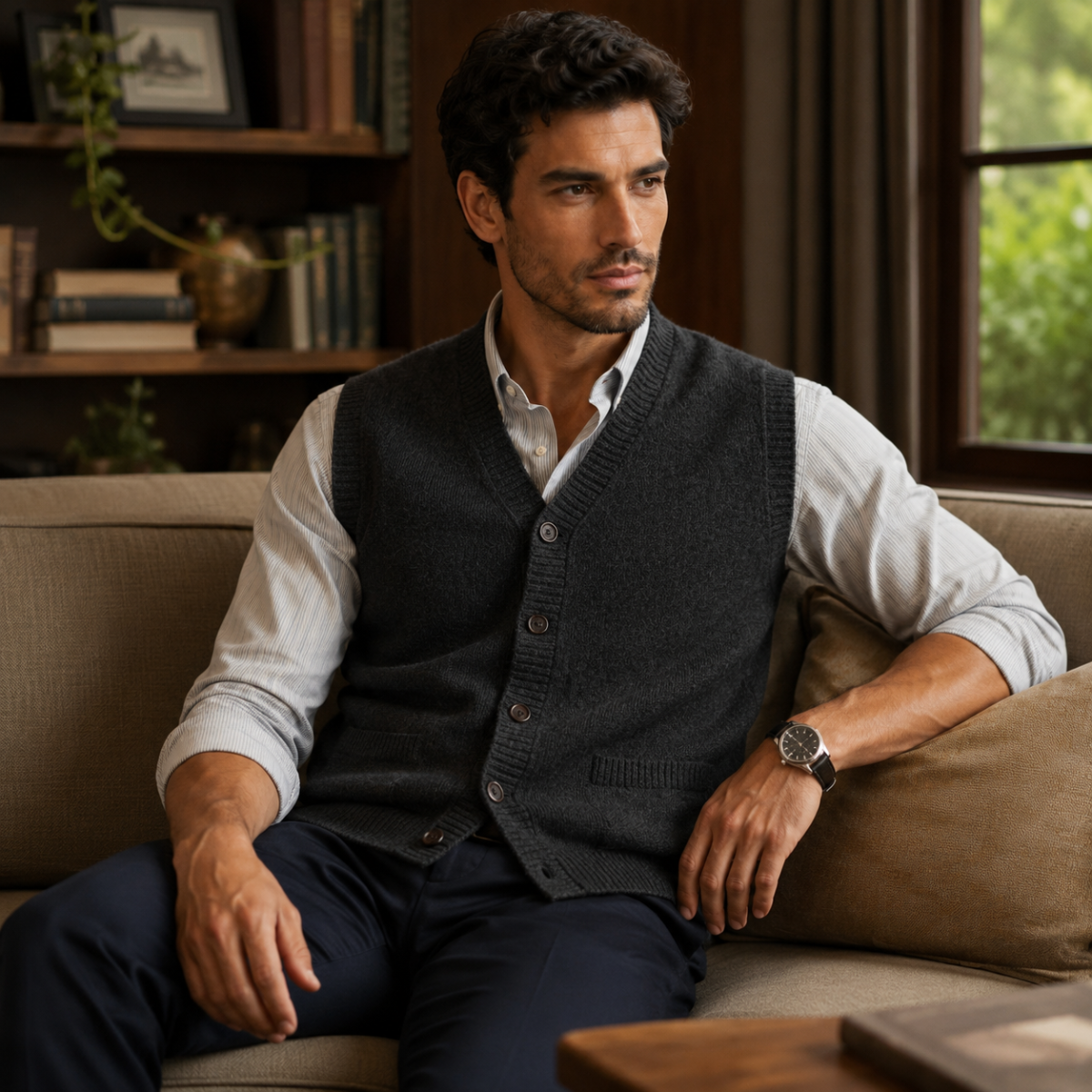 Men’s Smart Casual Button Front Knit Vest