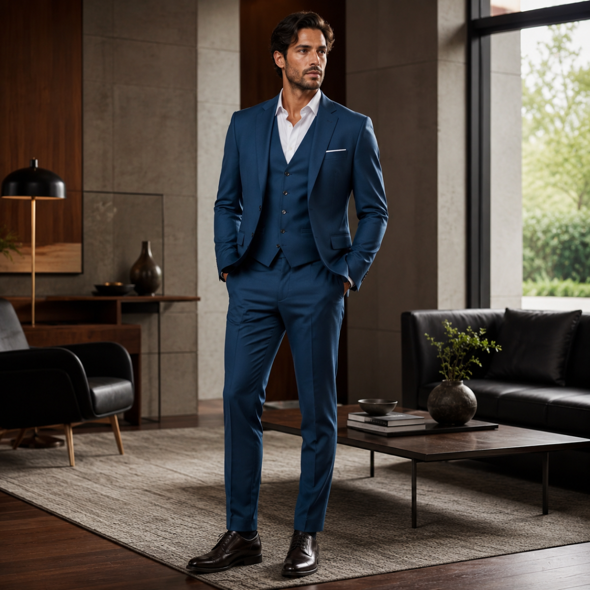 The Ancona Men’s 3 Piece Suit – Elegant Formal Wedding & Business Suit Set