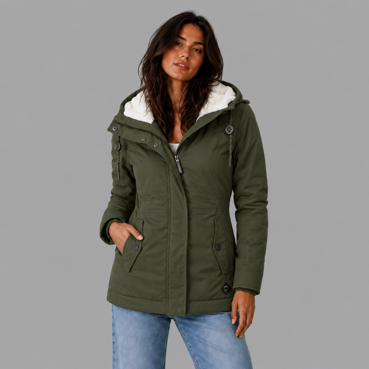 Women's Fur Hooded Winter Parka – Warm Fleece Lined Jacket