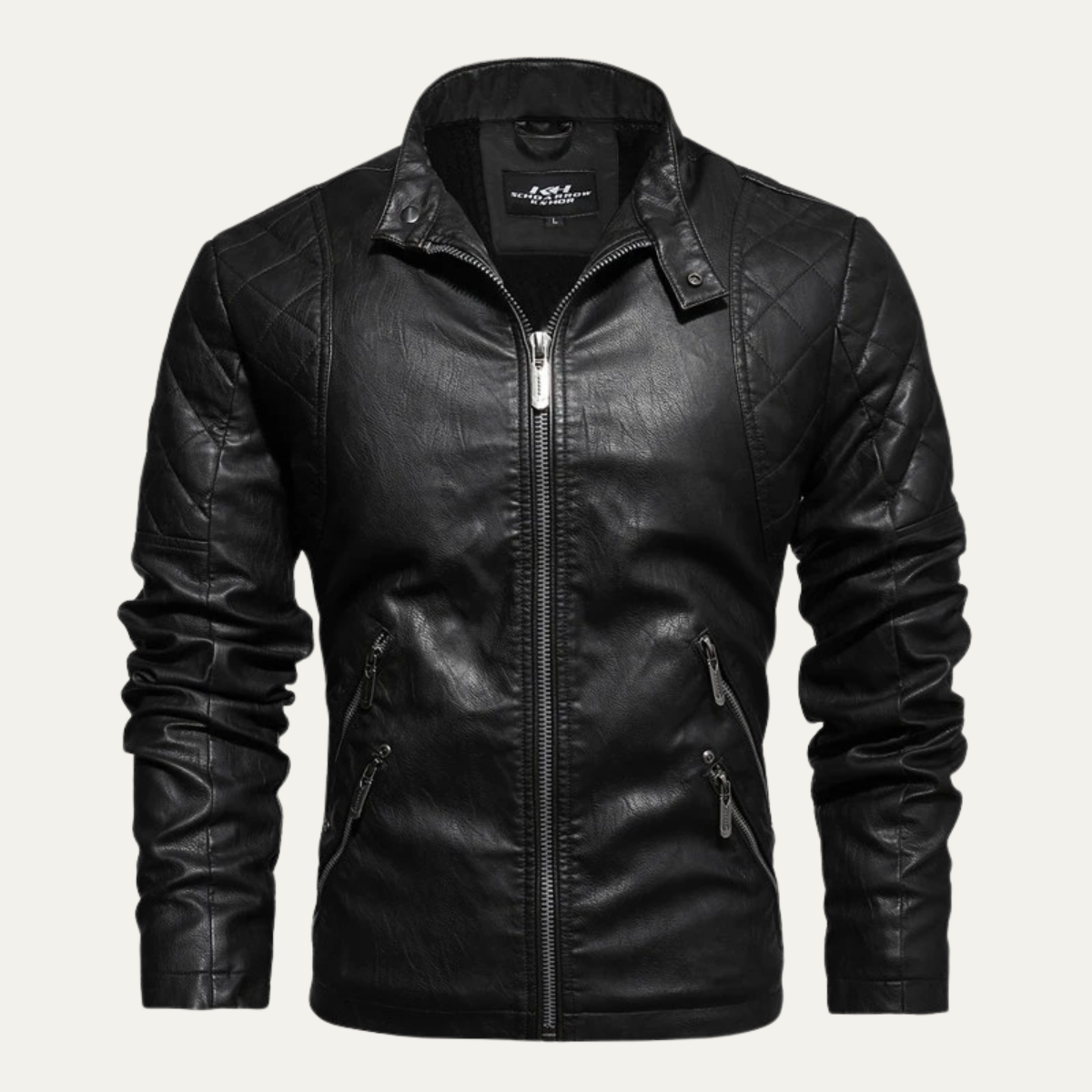 Men’s Zip Up Casual Leather Biker Jacket