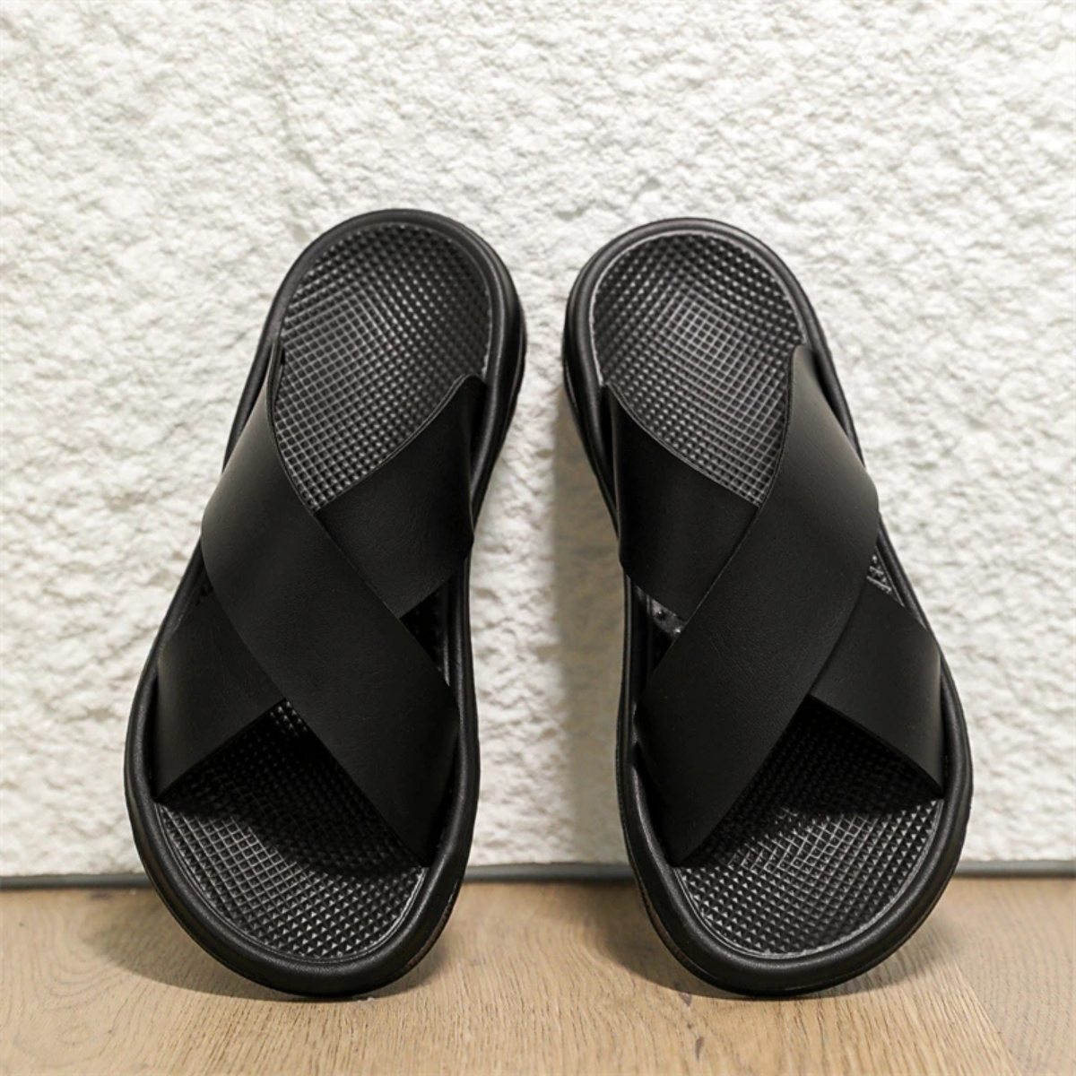 The Viareggio Men’s Open Toe  Cross Strap Slide Sandals