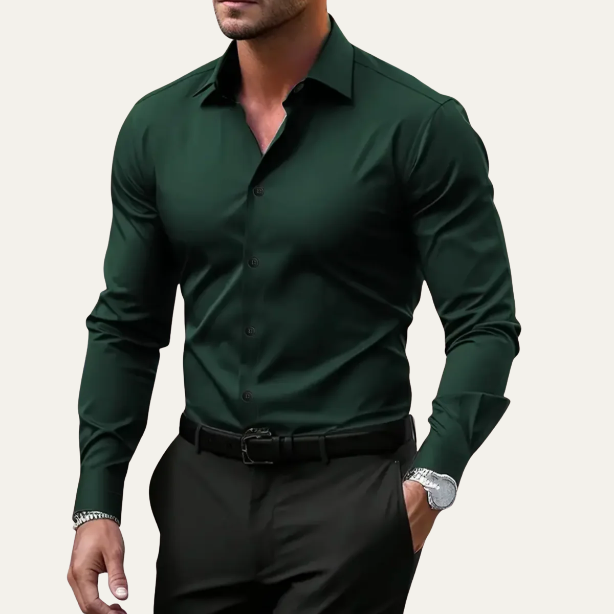 Men’s Stretch Button Up Slim Fit Dress Shirt