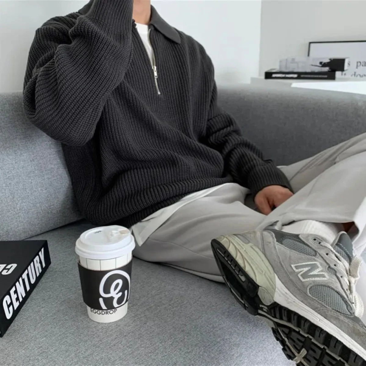 The Siena Men's Half Zip Knit Ribbed Jumper