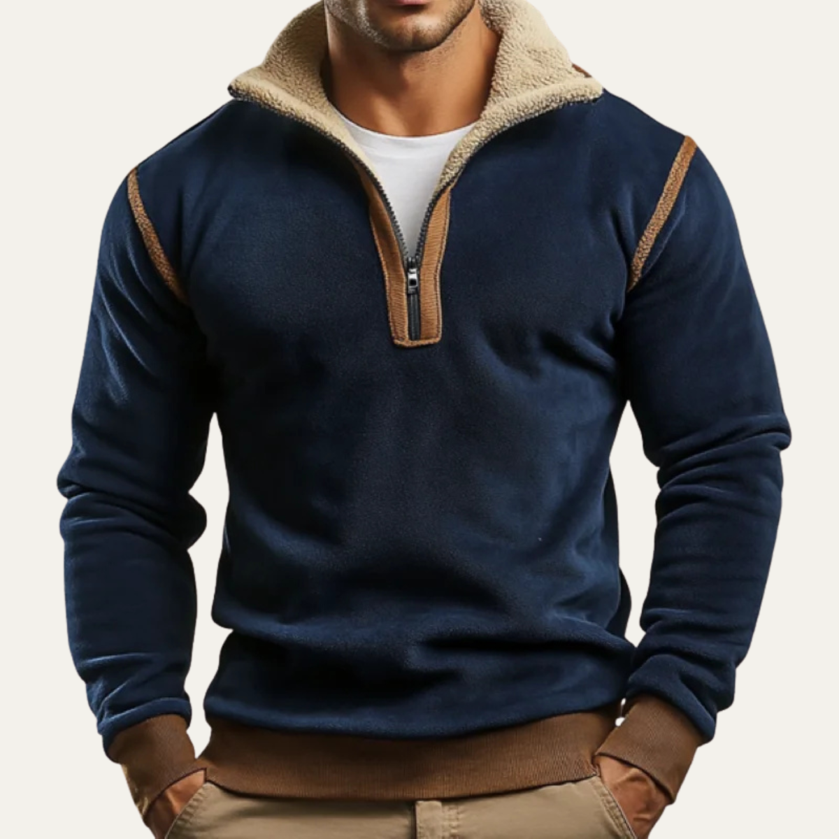 The Pinehaven Men's Vintage Sherpa Lined Quarter Zip Jumper