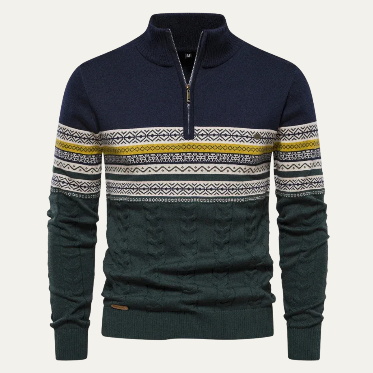 The Chatsworth Men's Quarter Zip Cotton Jumpers – Fair Isle Knit