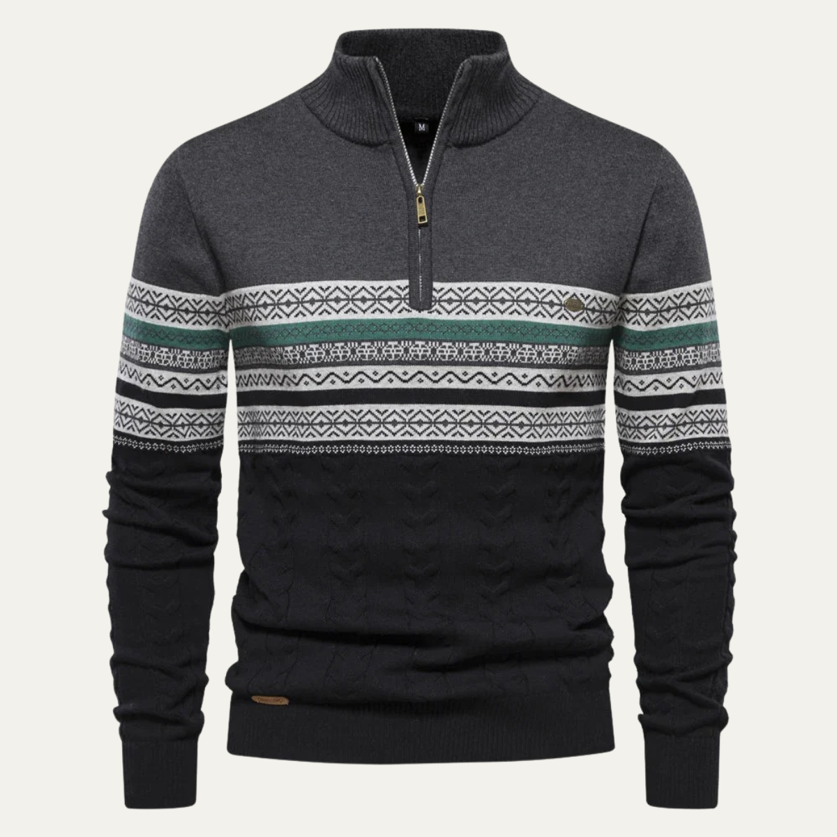 The Chatsworth Men's Quarter Zip Cotton Jumpers – Fair Isle Knit