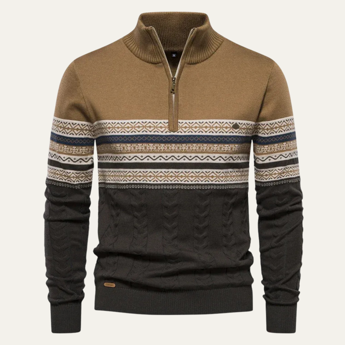 The Chatsworth Men's Quarter Zip Cotton Jumpers – Fair Isle Knit