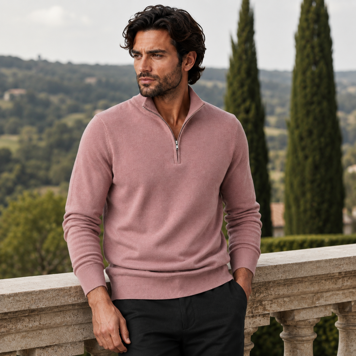 The Como Men's Quarter Zip Mock Neck Jumper