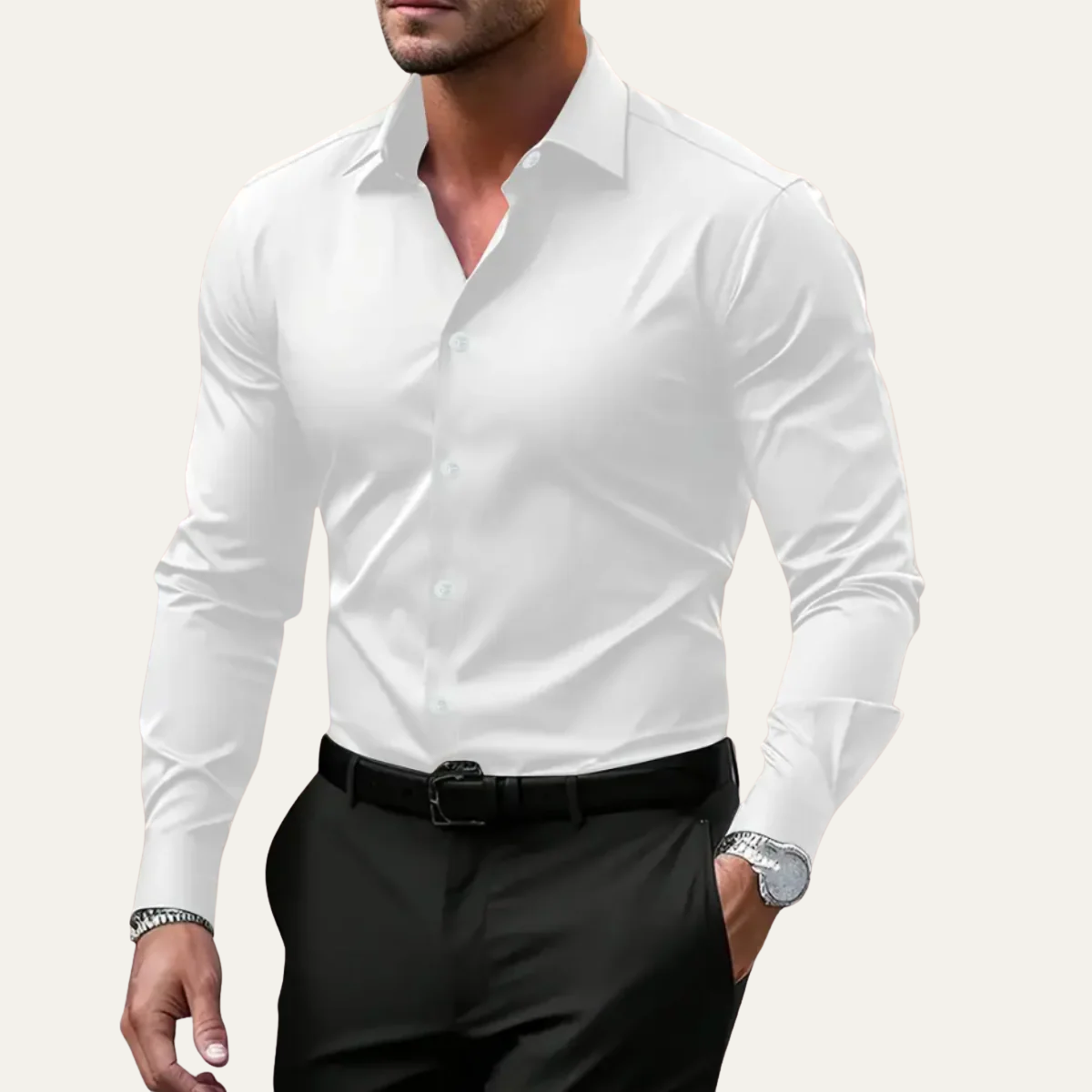 Men’s Stretch Button Up Slim Fit Dress Shirt