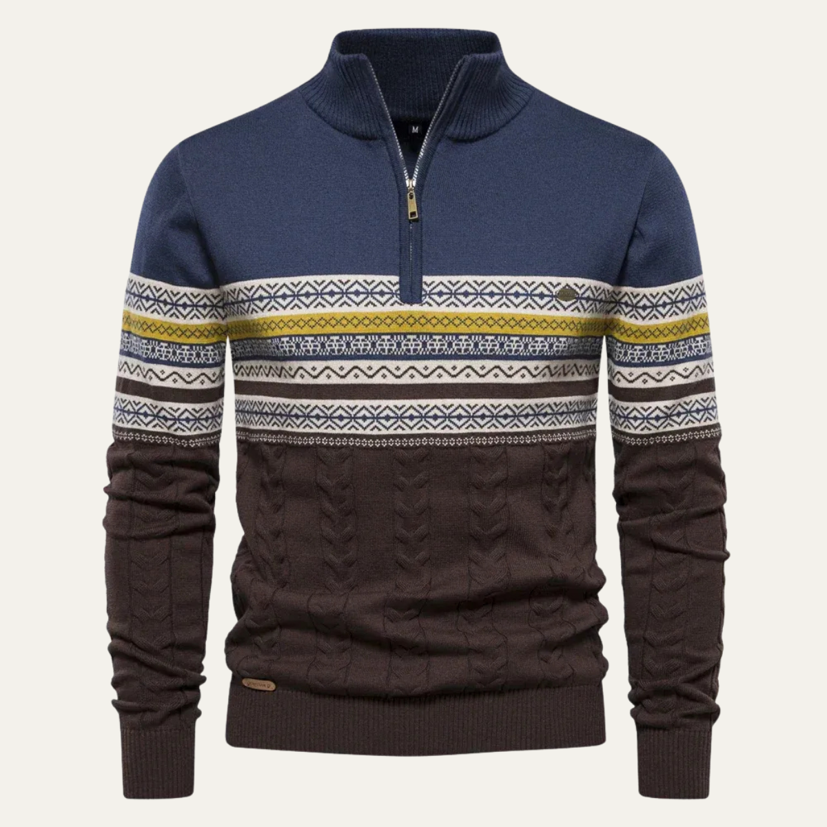 The Chatsworth Men's Quarter Zip Cotton Jumpers – Fair Isle Knit