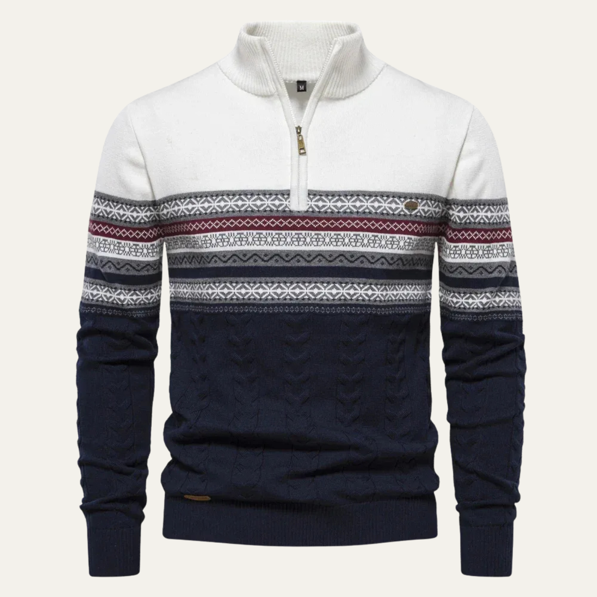 The Chatsworth Men's Quarter Zip Cotton Jumpers – Fair Isle Knit