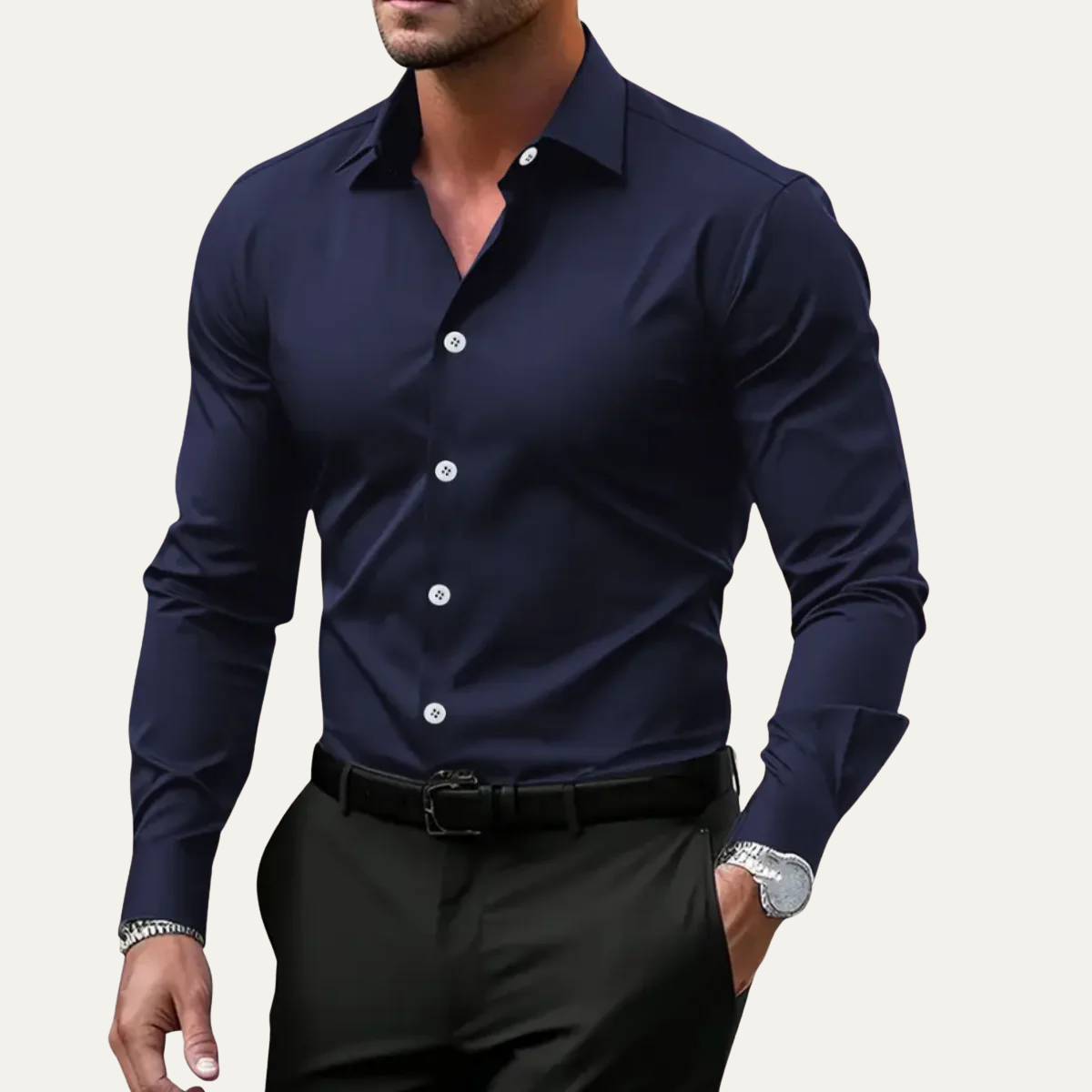Men’s Stretch Button Up Slim Fit Dress Shirt