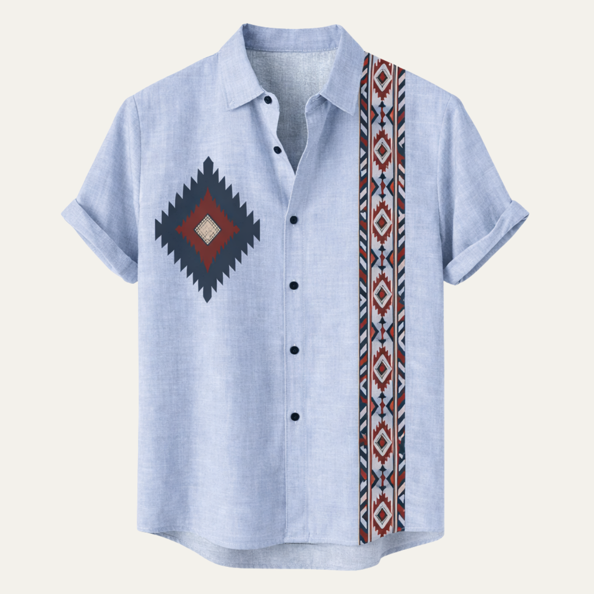 The Highclere Men’s Vintage Ethnic Pattern Short Sleeve Linen Shirt
