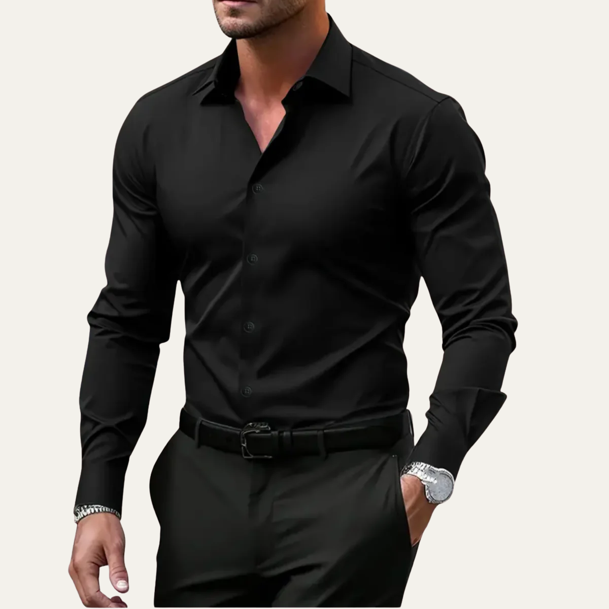 Men’s Stretch Button Up Slim Fit Dress Shirt