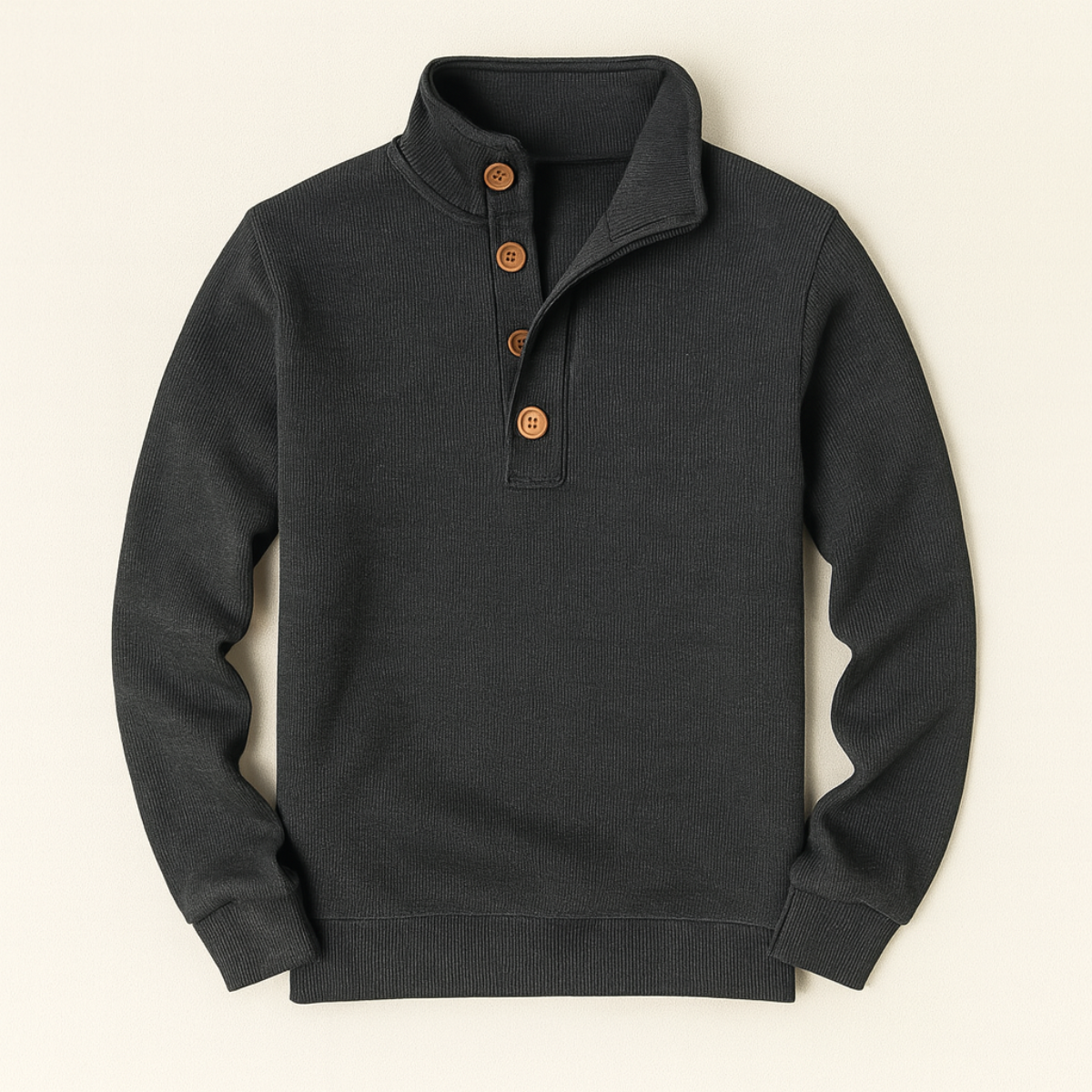 The Waldorf Men’s Gray Luxury Button Neck Knit Jumpers