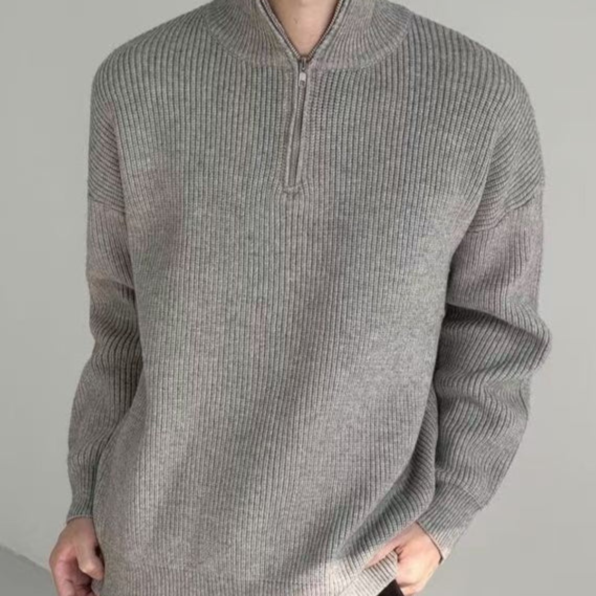 Men’s Elegant High Collar Half Zip Jumper