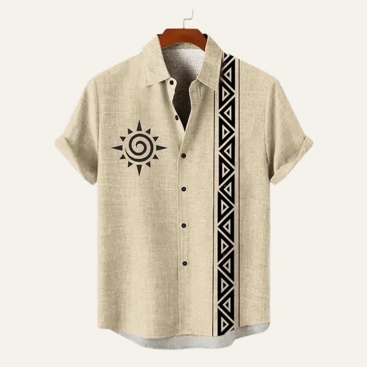 The Highclere Men’s Vintage Ethnic Pattern Short Sleeve Linen Shirt