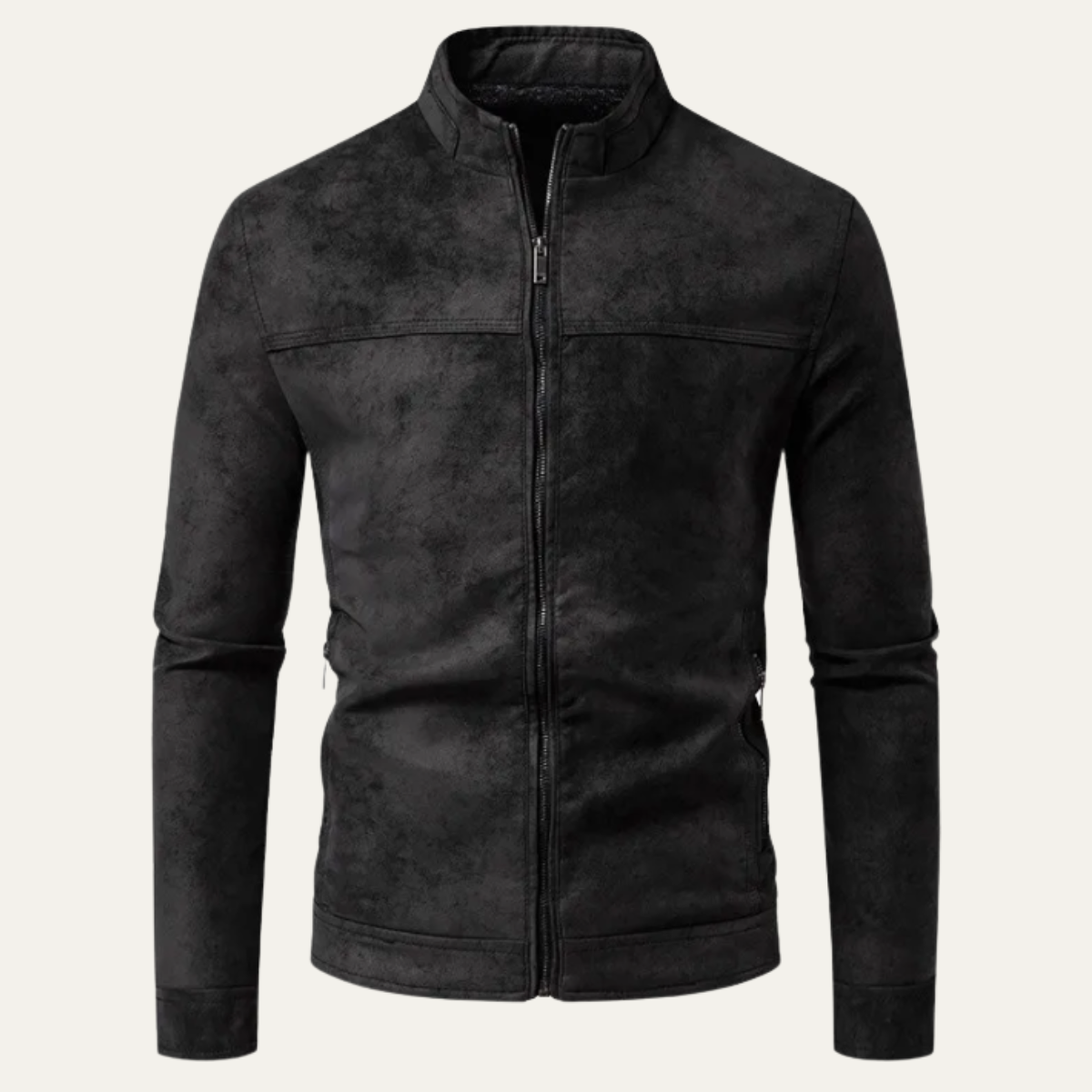 Men’s Casual Zip Up Leather Biker Jacket