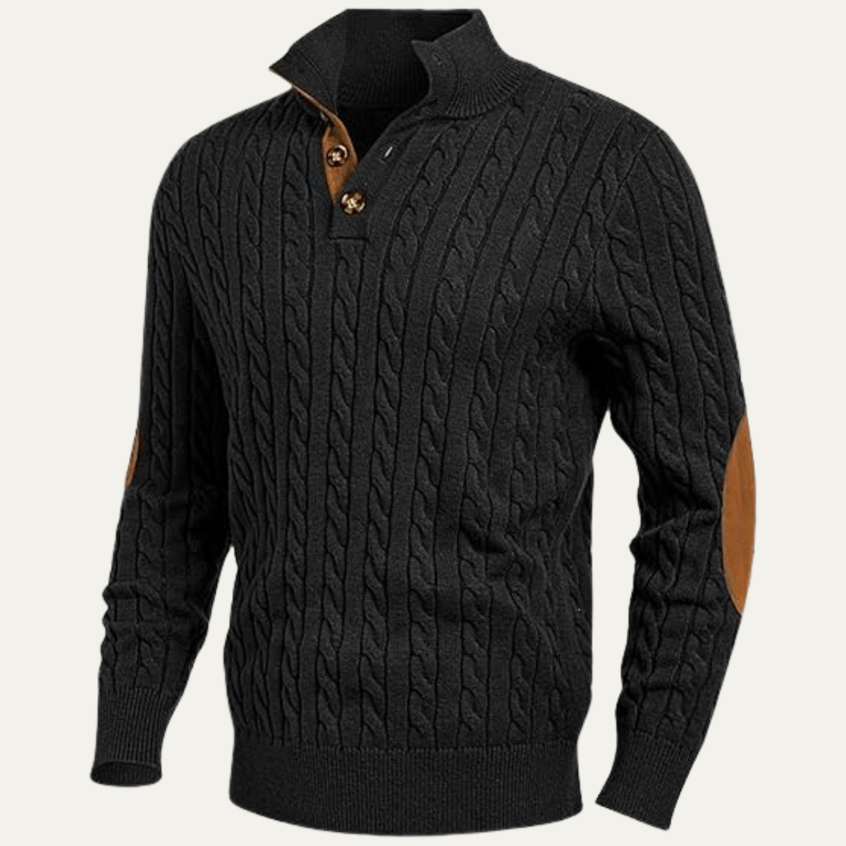 The Stamford Men's Cable Knit Collar Stand Jumper