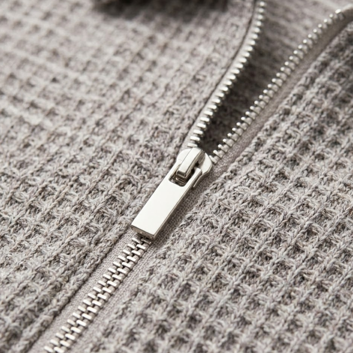 Men’s Waffle Knit Half Zip Polo Shirt