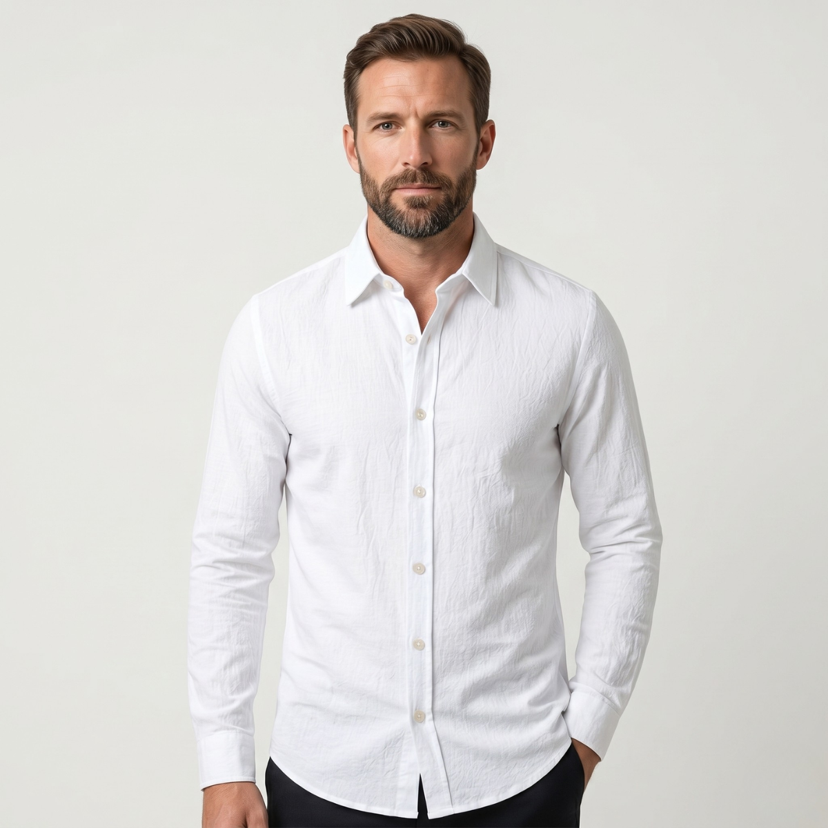 The Levico Men’s Casual Cotton Linen Business Shirt