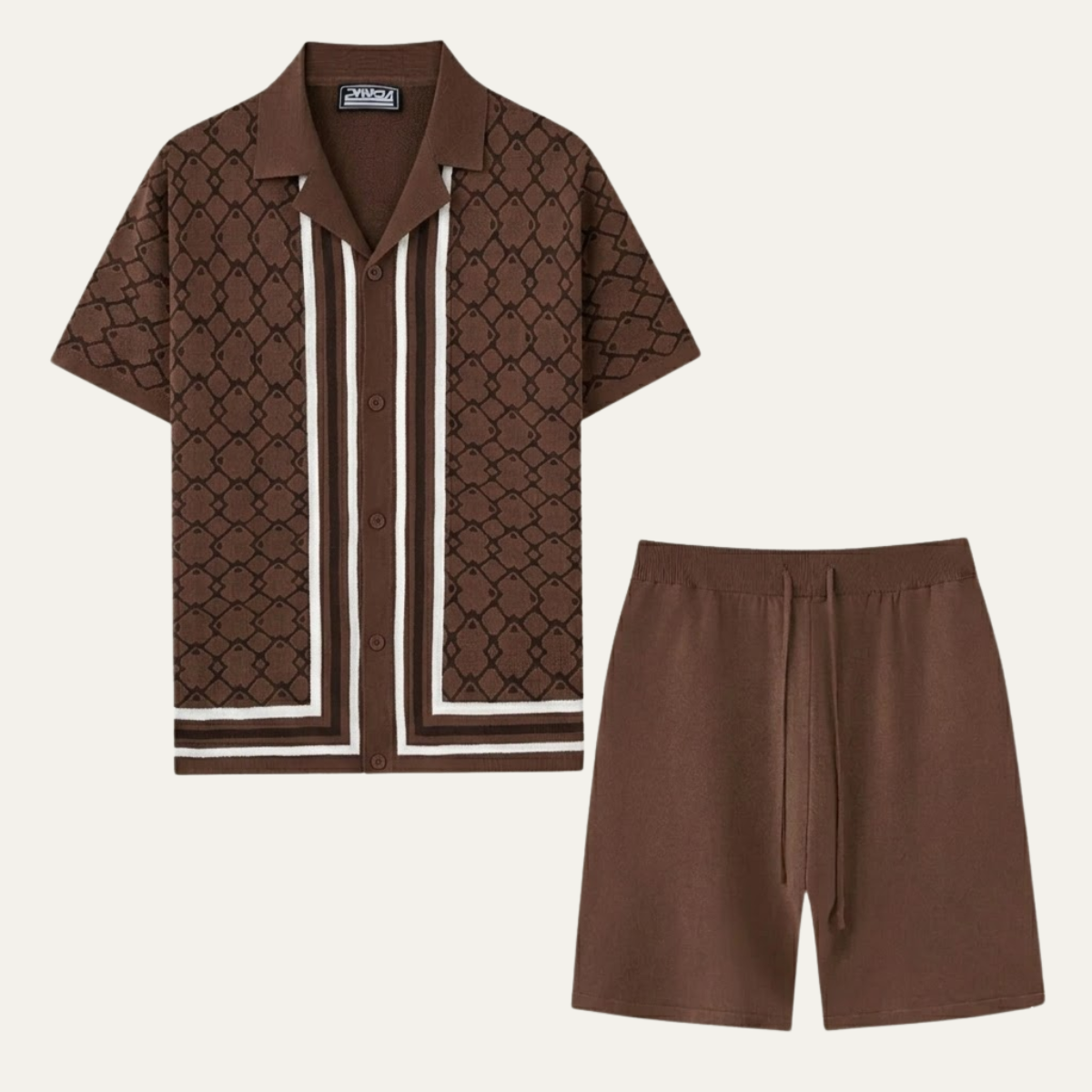 The Burford Men’s Cuban Collar Knitted Shirt & Shorts Summer Set