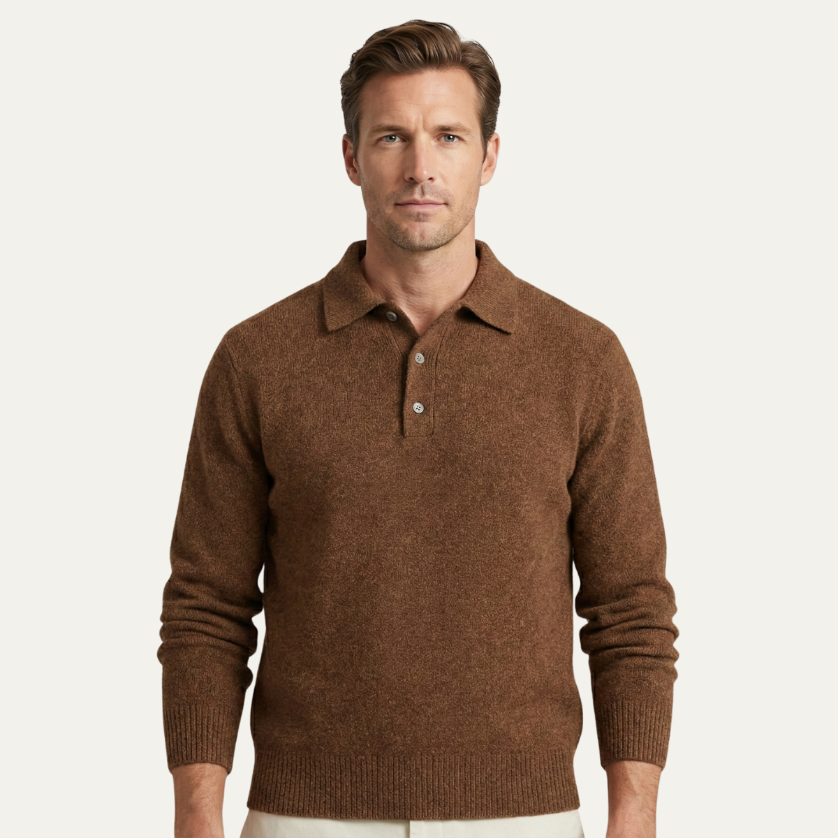 The Cedarfield Men's Trendy Soft Knit Polo Jumper