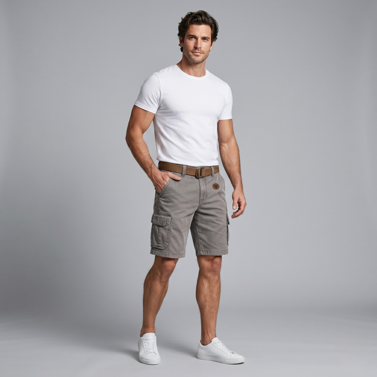 Men’s Multi Pocket Tactical Cargo Shorts with Belt