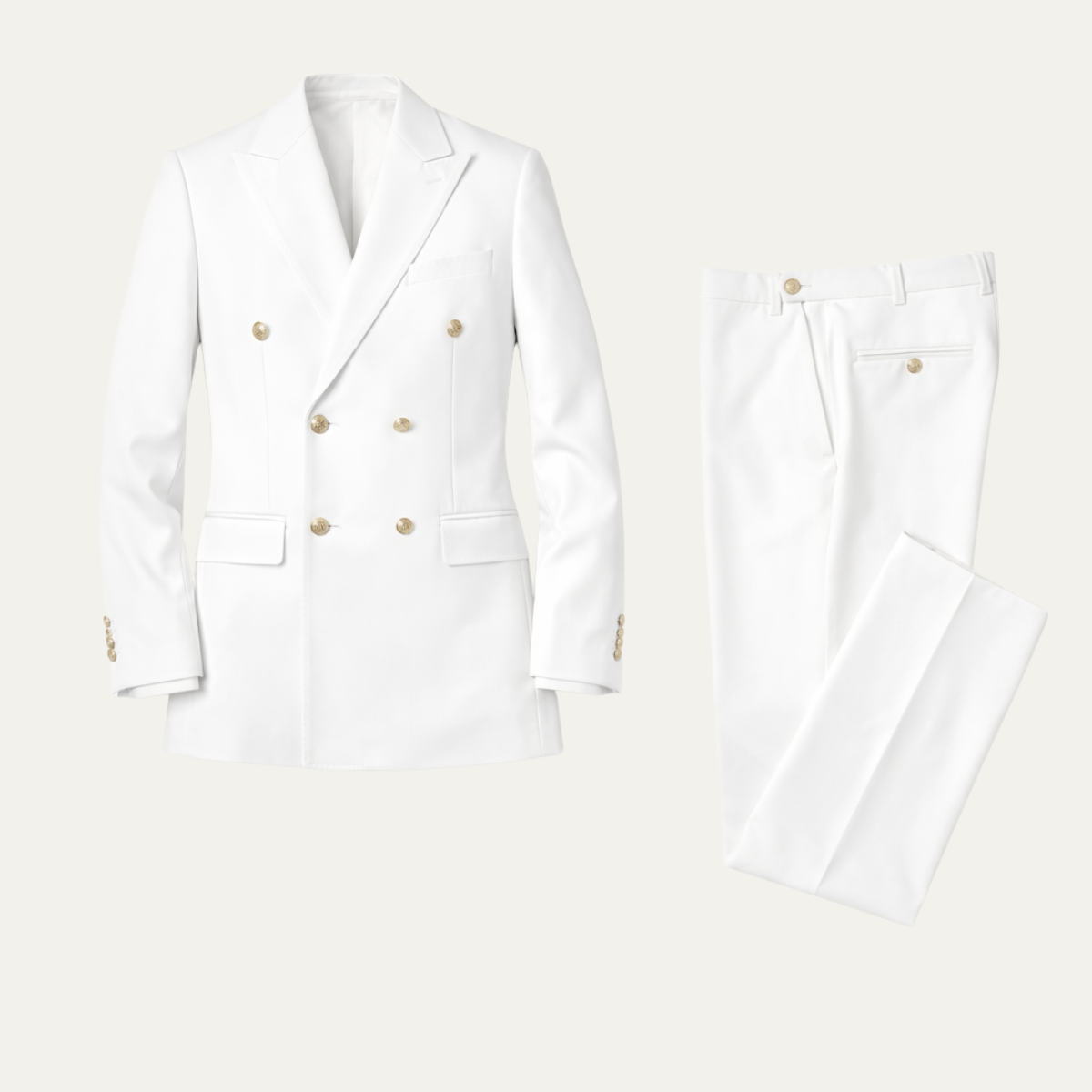 The Crotone Men’s White Double Breasted Suit – Elegant Formal Jacket &amp; Trousers
