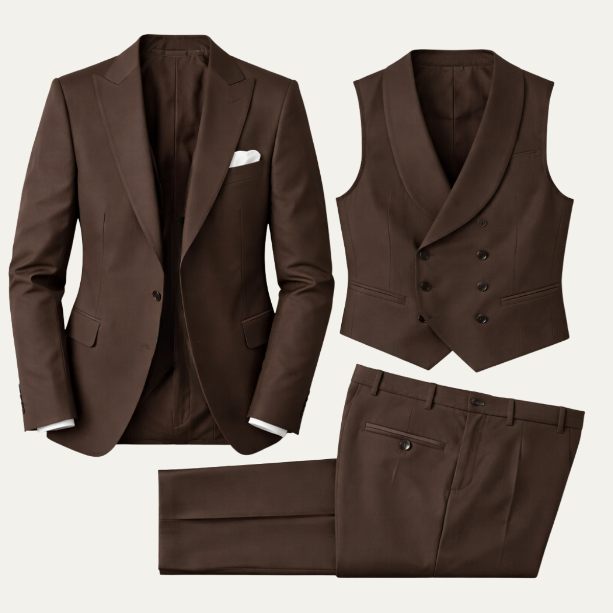 The Pegli Men’s 3 Piece Suit – Slim Fit Luxury Wedding & Dinner Suit Set