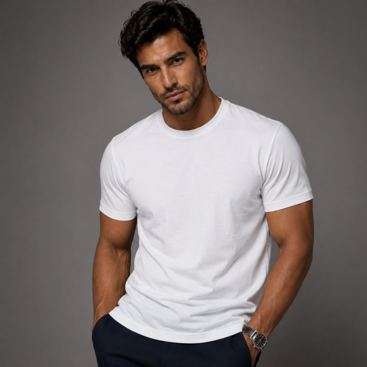 Men’s Solid Colour Casual Sports T Shirt