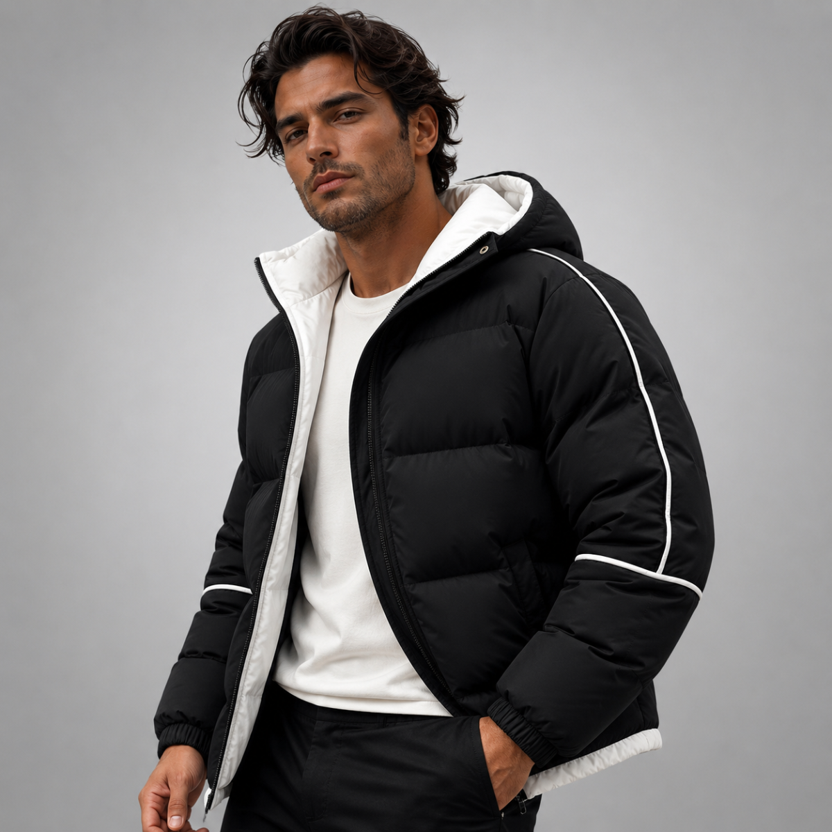 The London Men's Waterproof Puffer Jacket - Luxury Hooded Winter Coat